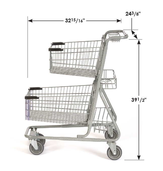 M48Max Wire Two Tier Shopping Cart Dimensions