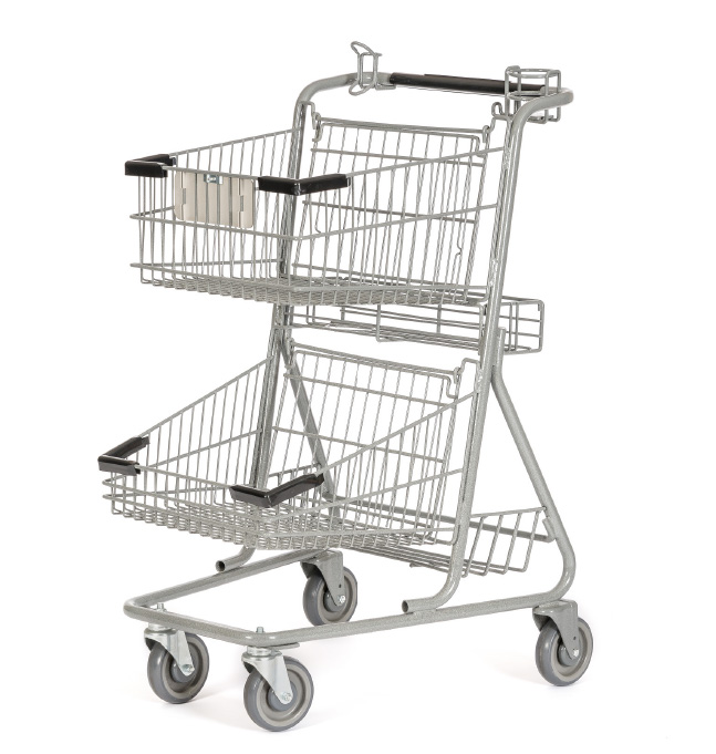 M48 Two Tier Wire Shopping Cart Angle