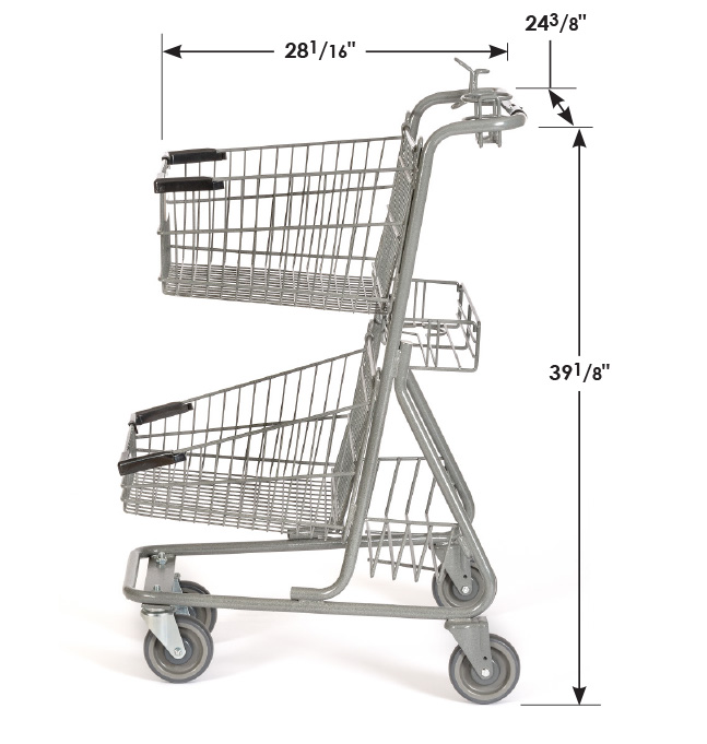 M48 Two Tier Wire Shopping Cart Side